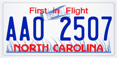 NC license plate AAO2507