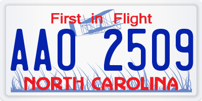NC license plate AAO2509