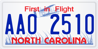 NC license plate AAO2510