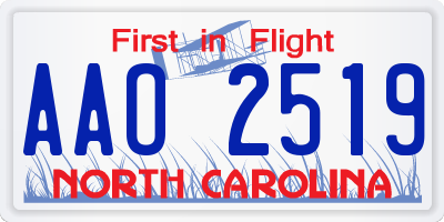 NC license plate AAO2519