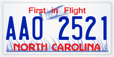 NC license plate AAO2521