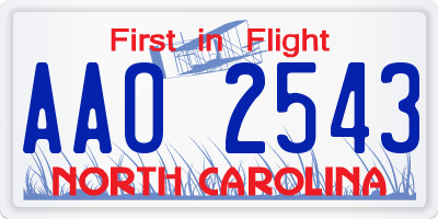 NC license plate AAO2543