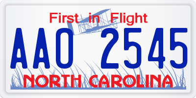 NC license plate AAO2545