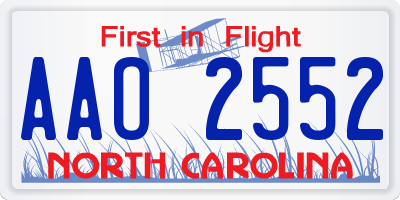 NC license plate AAO2552
