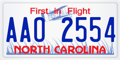NC license plate AAO2554