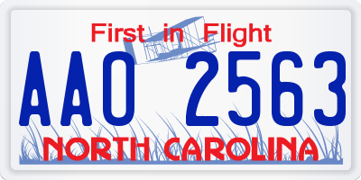 NC license plate AAO2563