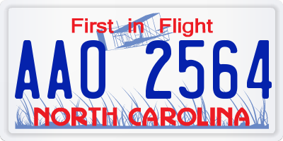 NC license plate AAO2564
