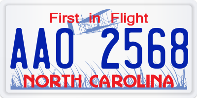 NC license plate AAO2568