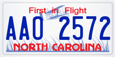NC license plate AAO2572