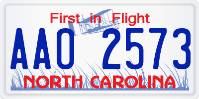 NC license plate AAO2573