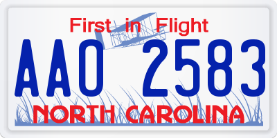 NC license plate AAO2583