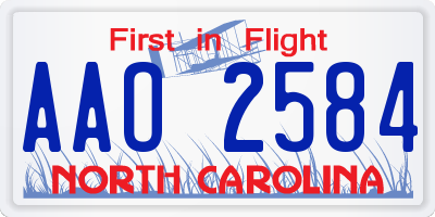 NC license plate AAO2584