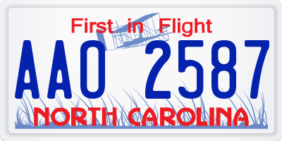 NC license plate AAO2587