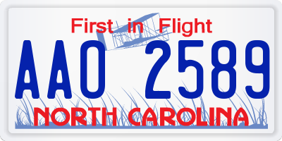 NC license plate AAO2589