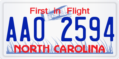 NC license plate AAO2594