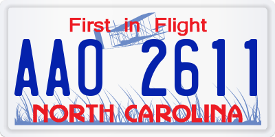 NC license plate AAO2611