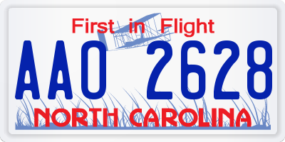 NC license plate AAO2628