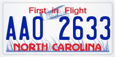 NC license plate AAO2633