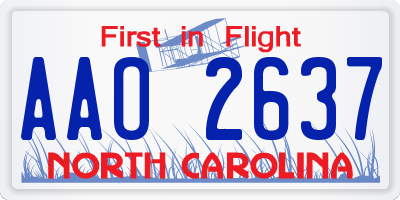 NC license plate AAO2637