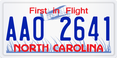 NC license plate AAO2641