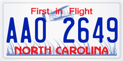 NC license plate AAO2649