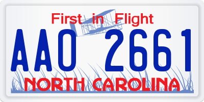 NC license plate AAO2661