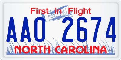 NC license plate AAO2674