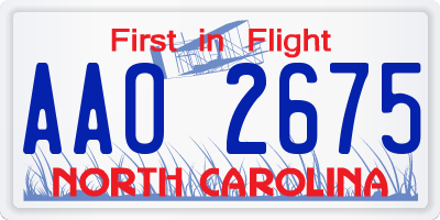 NC license plate AAO2675