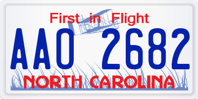 NC license plate AAO2682