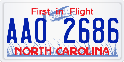 NC license plate AAO2686