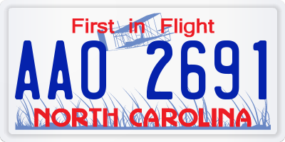 NC license plate AAO2691