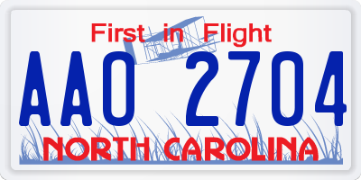 NC license plate AAO2704