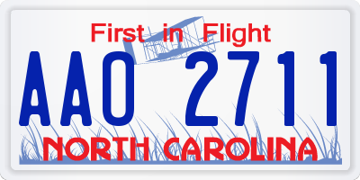 NC license plate AAO2711