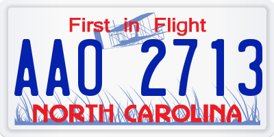 NC license plate AAO2713