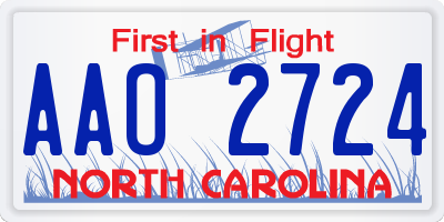 NC license plate AAO2724