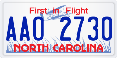 NC license plate AAO2730
