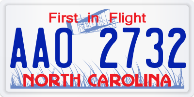 NC license plate AAO2732