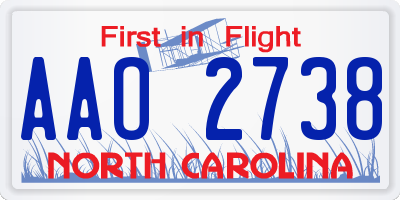 NC license plate AAO2738