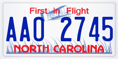 NC license plate AAO2745