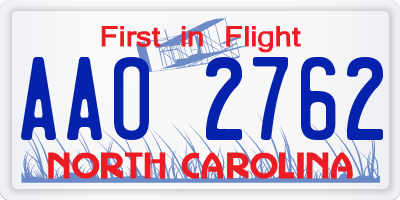 NC license plate AAO2762