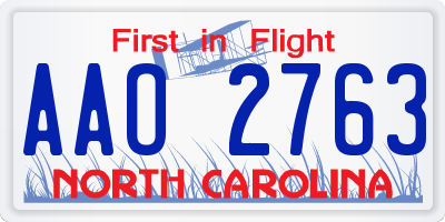 NC license plate AAO2763
