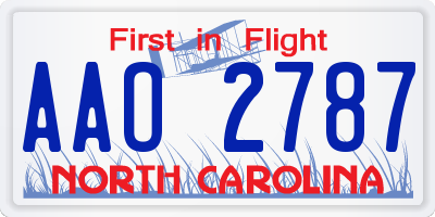 NC license plate AAO2787