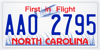 NC license plate AAO2795