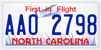 NC license plate AAO2798