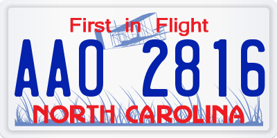 NC license plate AAO2816
