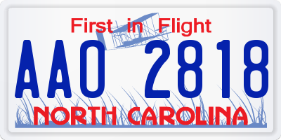 NC license plate AAO2818