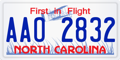 NC license plate AAO2832