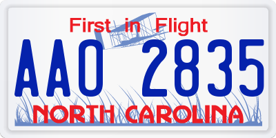 NC license plate AAO2835