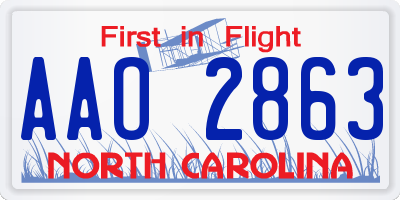 NC license plate AAO2863
