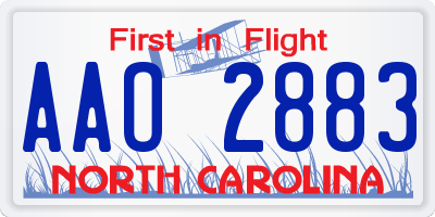 NC license plate AAO2883